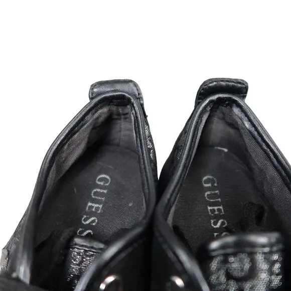 Guess Shoes Womens 5.5 Sneakers Fashion Black Logo Casual Lace Up Trainer Diedra