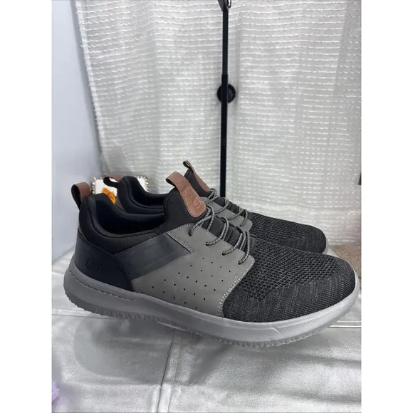 (H3) Mens Skechers® Delson 3.0 Men's Casual Shoes Black Gray Color Size US 13