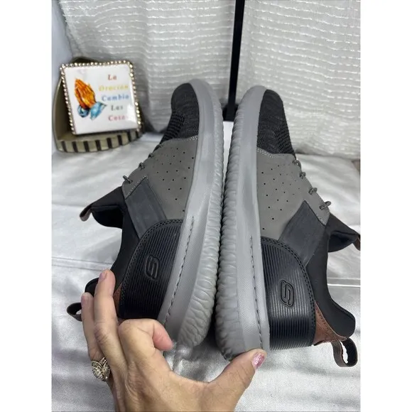 (H3) Mens Skechers® Delson 3.0 Men's Casual Shoes Black Gray Color Size US 13