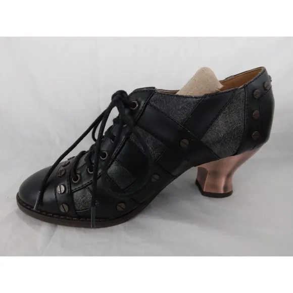 Hades Jade Heels Oxfords Black Steampunk Victorian Granny Shoes Womens Size 7
