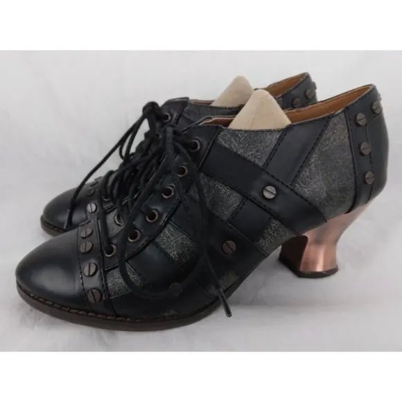Hades Jade Heels Oxfords Black Steampunk Victorian Granny Shoes Womens Size 7
