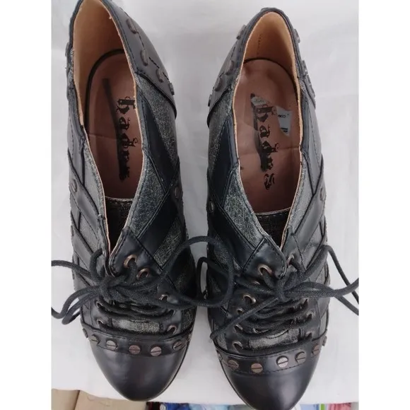 Hades Jade Heels Oxfords Black Steampunk Victorian Granny Shoes Womens Size 7