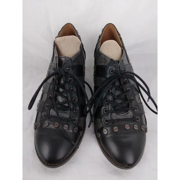 Hades Jade Heels Oxfords Black Steampunk Victorian Granny Shoes Womens Size 7