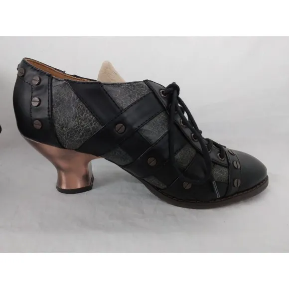 Hades Jade Heels Oxfords Black Steampunk Victorian Granny Shoes Womens Size 7