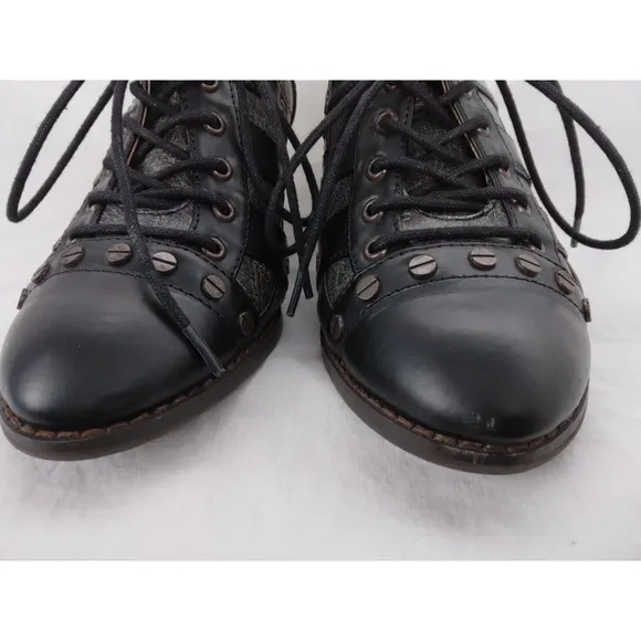 Hades Jade Heels Oxfords Black Steampunk Victorian Granny Shoes Womens Size 7