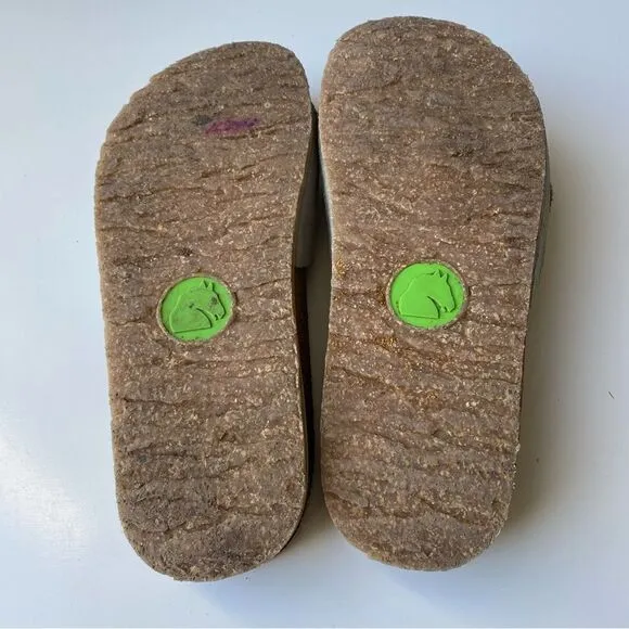 Haflinger gray leather sandals slides suede comfort size 37 6