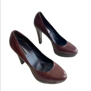 Halmanera Brown Leather Pumps High Heels Shoes Size 39