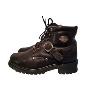 Harley Davidson Black Leather Harness Ankle Moto Riding Boots Women's Size 10