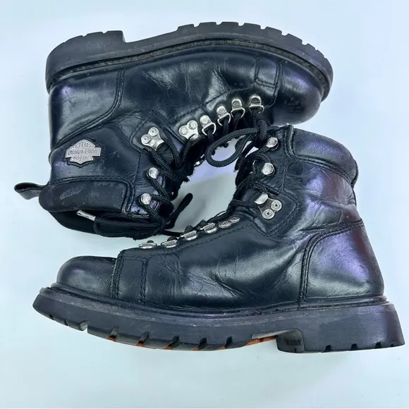Harley-Davidson Men's 91610 Black Leather Ankle Biker Boots - Size 7