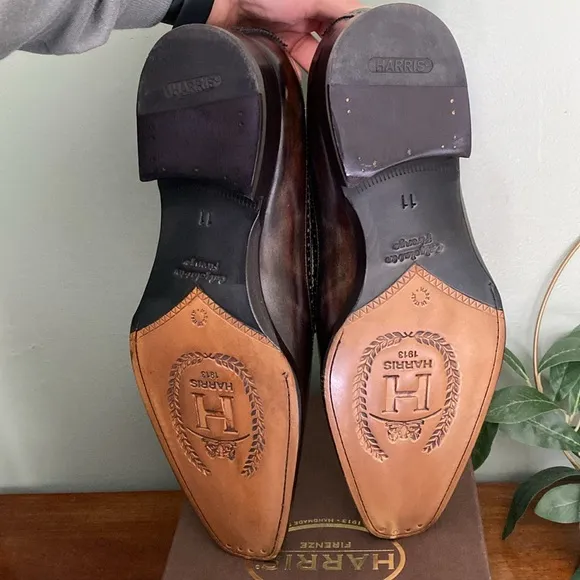Harris men’s genuine leather dress shoes, deep brown, size 11, NWT