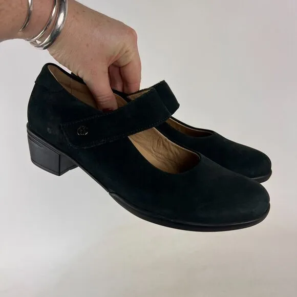 Hartjes mary jane women's size 6.5 black suede minimalist heels comfort shoes