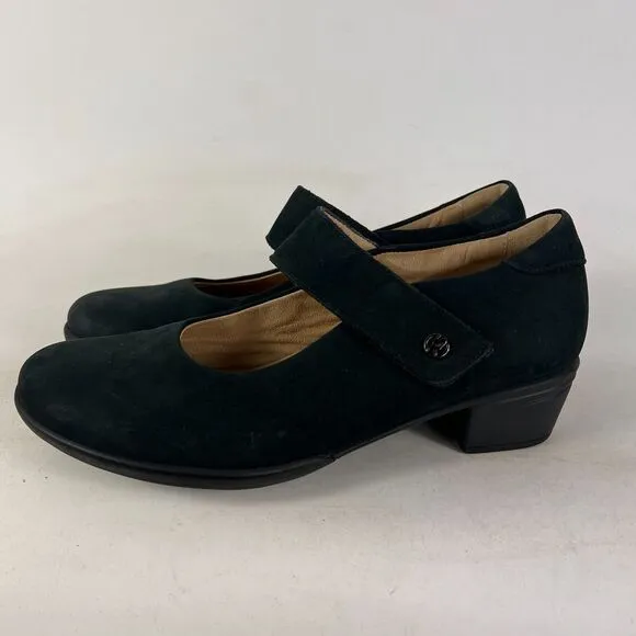 Hartjes mary jane women's size 6.5 black suede minimalist heels comfort shoes