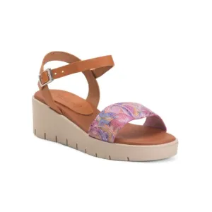 HELENE ROUGE Antique Made In Spain Leather Comfort Floral Print Sandals