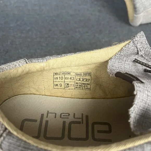 Hey Dude Wally Ascend Travel Duster Slip On Shoes Mens Sz. 10 Like New