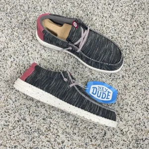 Hey Dude Wally Jersey Black Pink Mens 8 Slip-on Shoes