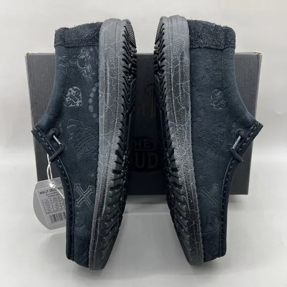 Hey Dude x Jelly Roll Wally Sneakers Men's Size 10 Black Suede Slip On Shoes NEW