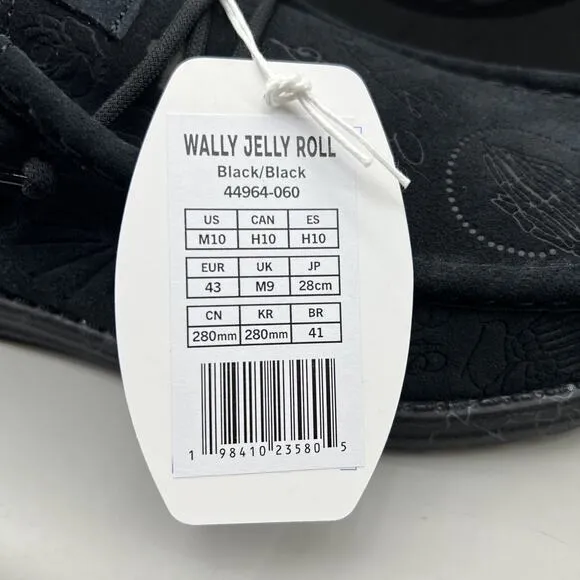 Hey Dude x Jelly Roll Wally Sneakers Men's Size 10 Black Suede Slip On Shoes NEW