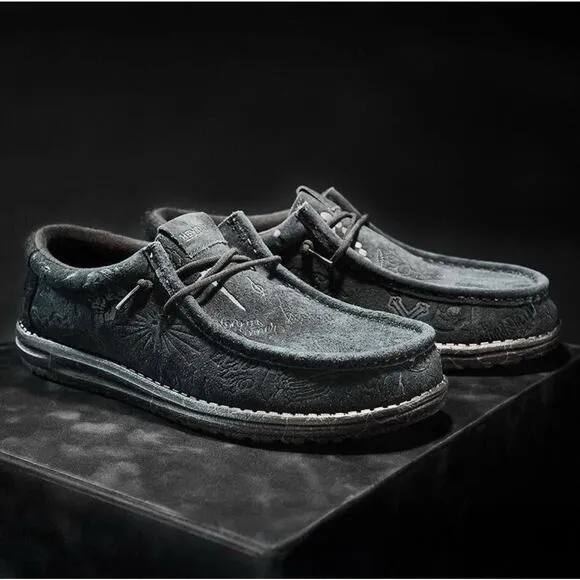 Hey Dude x Jelly Roll Wally Sneakers Men's Size 10 Black Suede Slip On Shoes NEW