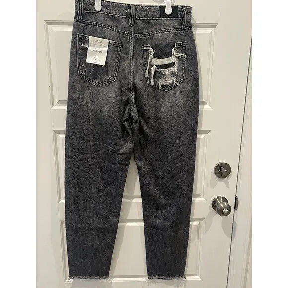 Hidden Zoey Mom Tapered Jeans Ripped High Rise Gray Busted Knee Size 27