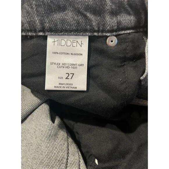 Hidden Zoey Mom Tapered Jeans Ripped High Rise Gray Busted Knee Size 27