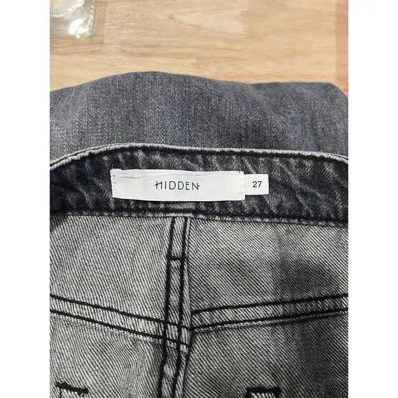 Hidden Zoey Mom Tapered Jeans Ripped High Rise Gray Busted Knee Size 27