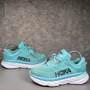 Hoka Bondi 7 Running Shoes Cushioning Walking‎ Athletic Sneakers Aqua 6.5