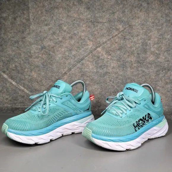 Hoka Bondi 7 Running Shoes Cushioning Walking‎ Athletic Sneakers Aqua 6.5