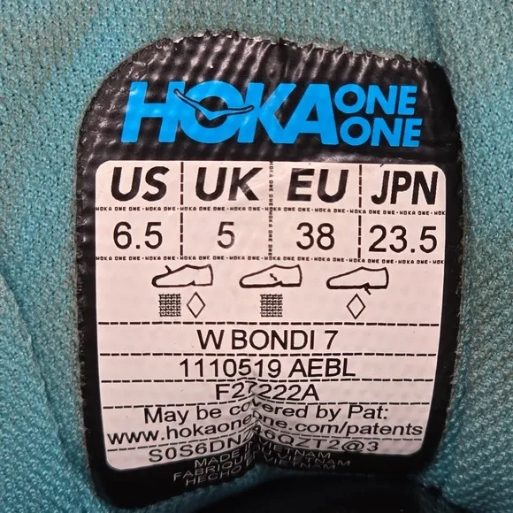 Hoka Bondi 7 Running Shoes Cushioning Walking‎ Athletic Sneakers Aqua 6.5