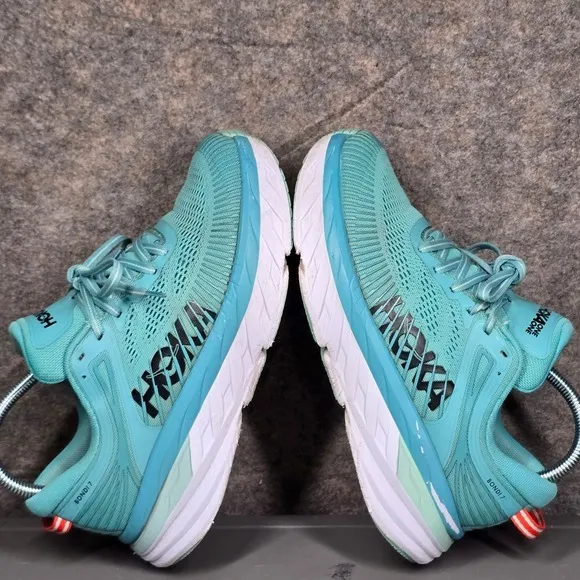 Hoka Bondi 7 Running Shoes Cushioning Walking‎ Athletic Sneakers Aqua 6.5