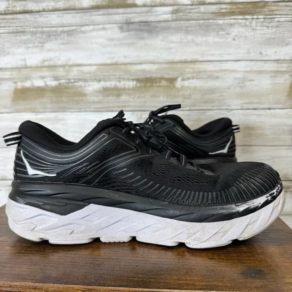 Hoka One One Bondi 7 Women's Size 9 Running Shoes Black | White