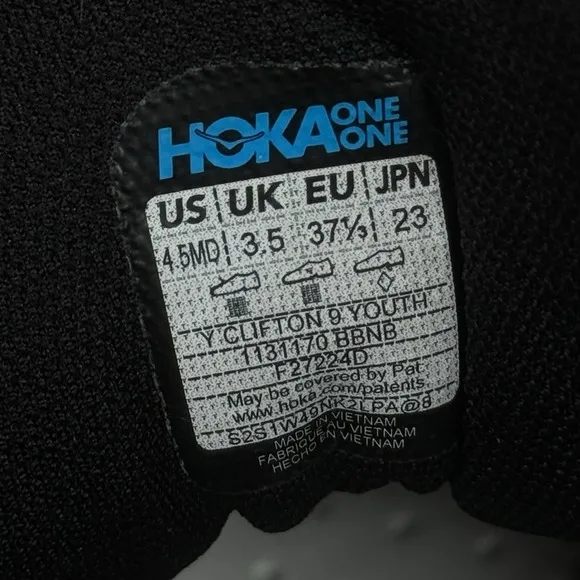 Hoka One One Boys Clifton 9 1131170 BBNB Running Shoes Sneakers Size 4.5 MD