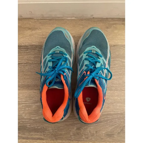 HOKA ONE ONE CLIFTON 3 BLUE JEWEL / NEON CORAL RUNNING SHOES - WOMEN'S