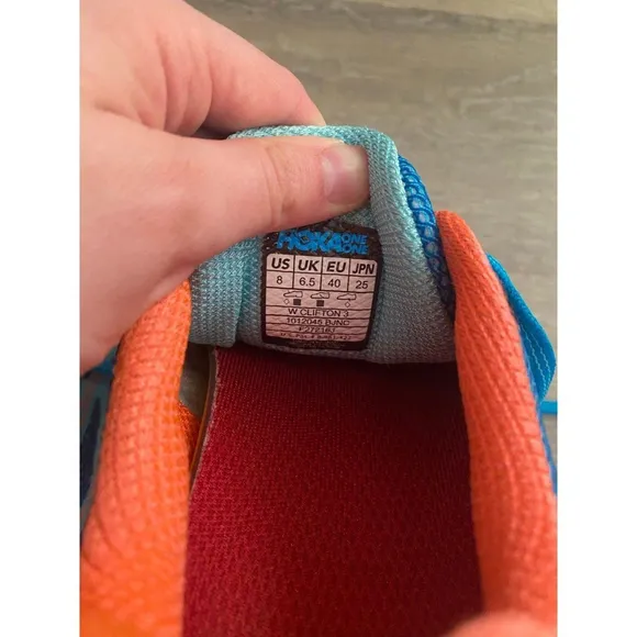 HOKA ONE ONE CLIFTON 3 BLUE JEWEL / NEON CORAL RUNNING SHOES - WOMEN'S