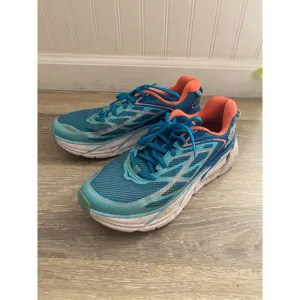 HOKA ONE ONE CLIFTON 3 BLUE JEWEL / NEON CORAL RUNNING SHOES - WOMEN'S