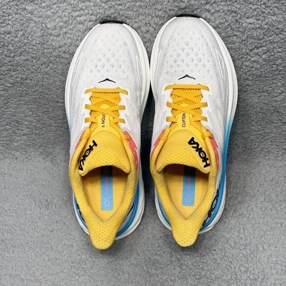 Hoka One One Clifton 9 Womens Size 10 Running Shoes Sneakers Blanc De Blanc