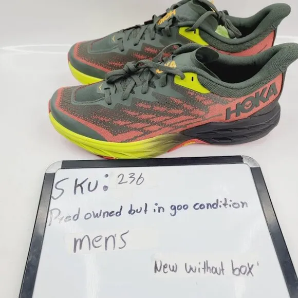 Hoka One One Men's Olive Thyme Fiesta Speedgoat 5 Athletic Running Shoes Sz 12D