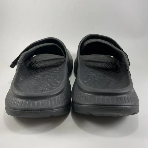 Hoka One One Ora Luxe Recovery Slides Mens Size 10 Black Comfort Sandals