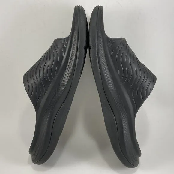 Hoka One One Ora Luxe Recovery Slides Mens Size 10 Black Comfort Sandals