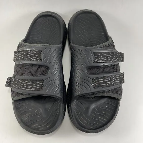 Hoka One One Ora Luxe Recovery Slides Mens Size 10 Black Comfort Sandals