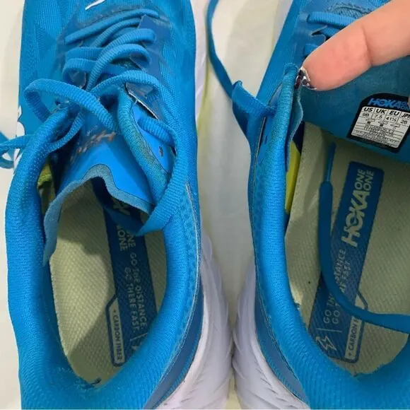 Hoka One One Womens 9 B Carbon X 2 1113527 DBCTR Blue Running Shoes Sneakers