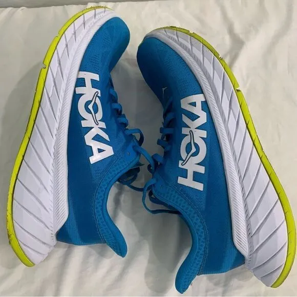 Hoka One One Womens 9 B Carbon X 2 1113527 DBCTR Blue Running Shoes Sneakers