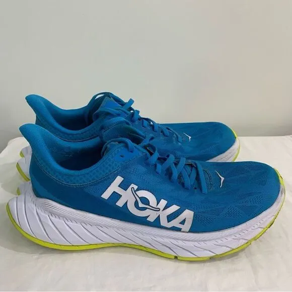 Hoka One One Womens 9 B Carbon X 2 1113527 DBCTR Blue Running Shoes Sneakers