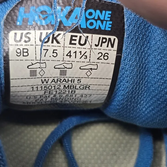 Hoka One One Women's Arahi 5 1115012 MBLGR Blue Running Shoes Sneakers Size 9 B.