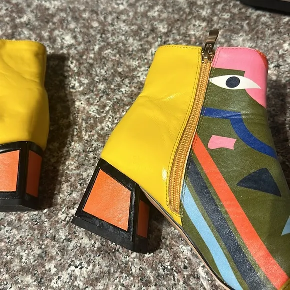 Holly Ankle Printed Abstract Boot Yellow &amp; Green