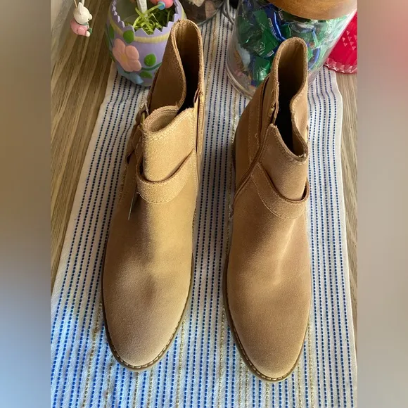HOUSE OF HARLOW 1960 BEACHWOOD CAMEL SUEDE/LEATHER ANKLE BOOTS NEW SZ 10M