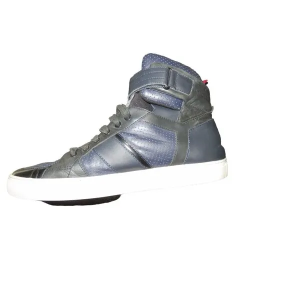 Hugo Boss Men's Fuster High Top Black Italian Leather Fashion Sneaker size 11