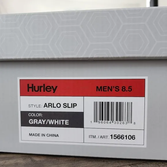 Hurley Arlo Slip On Shoes Gray White Men's 8.5 NWT