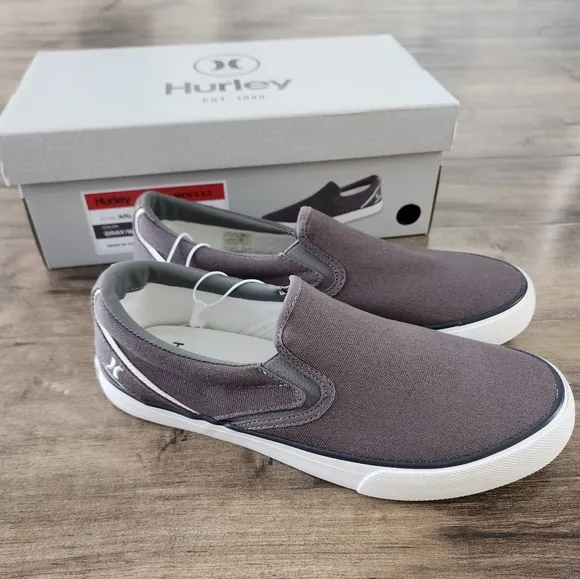Hurley Arlo Slip On Shoes Gray White Men's 8.5 NWT