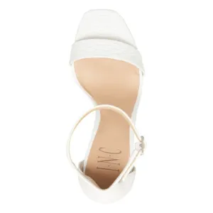 INC Womens White Scale Adjustable Lexini Square Toe Block Heel Sandals 8 M