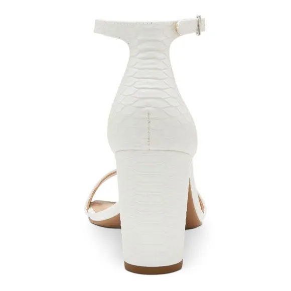 INC Womens White Scale Adjustable Lexini Square Toe Block Heel Sandals 8 M